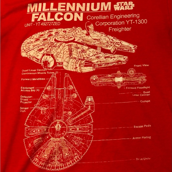 Star Wars T Shirt Med. Millennium Falcon Diagram V. Soft Comfy Vintage Vibes Tee - Picture 3 of 7